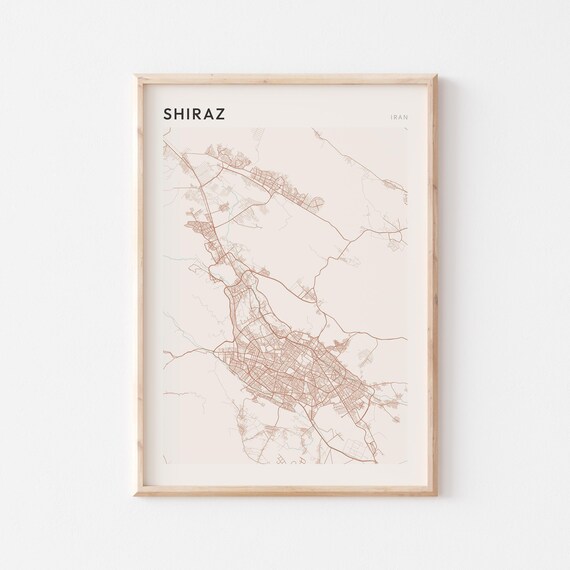 Shiraz Map Poster Print Wall Art Iran Travel Gift Minimalist