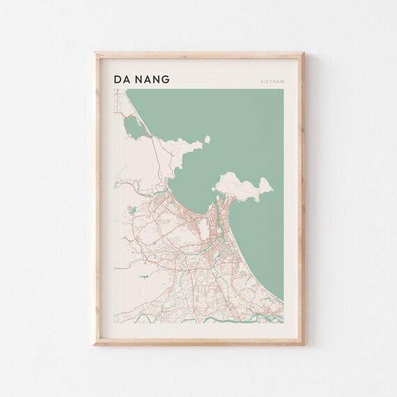 Da Nang Map Poster Print Wall Art Vietnam Travel Gift Scandi