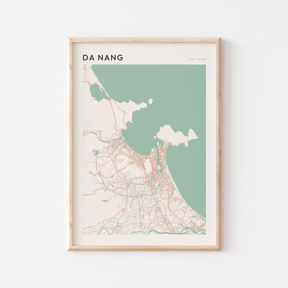 Da Nang Map Poster Print Wall Art Vietnam Travel Gift Scandi