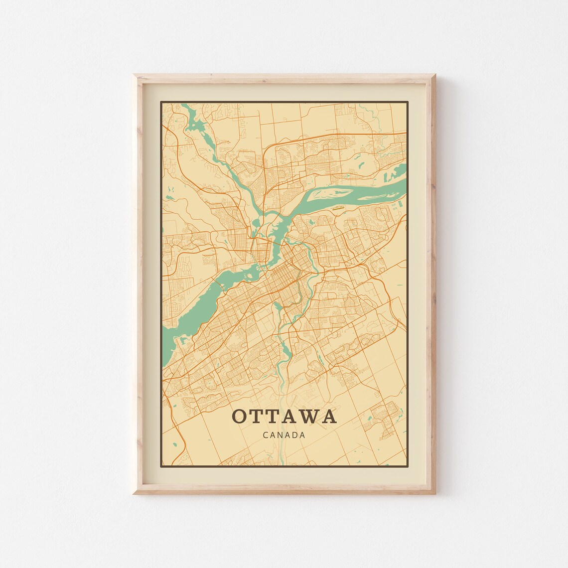 Ottawa Canada Vintage Street Map City Art Poster Home Decor Gift