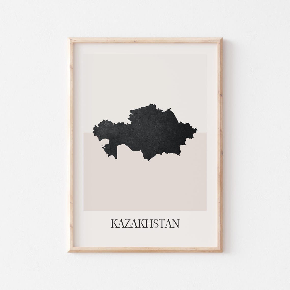 Kazakhstan Black Silhouette Map Minimalist Boho Style Poster