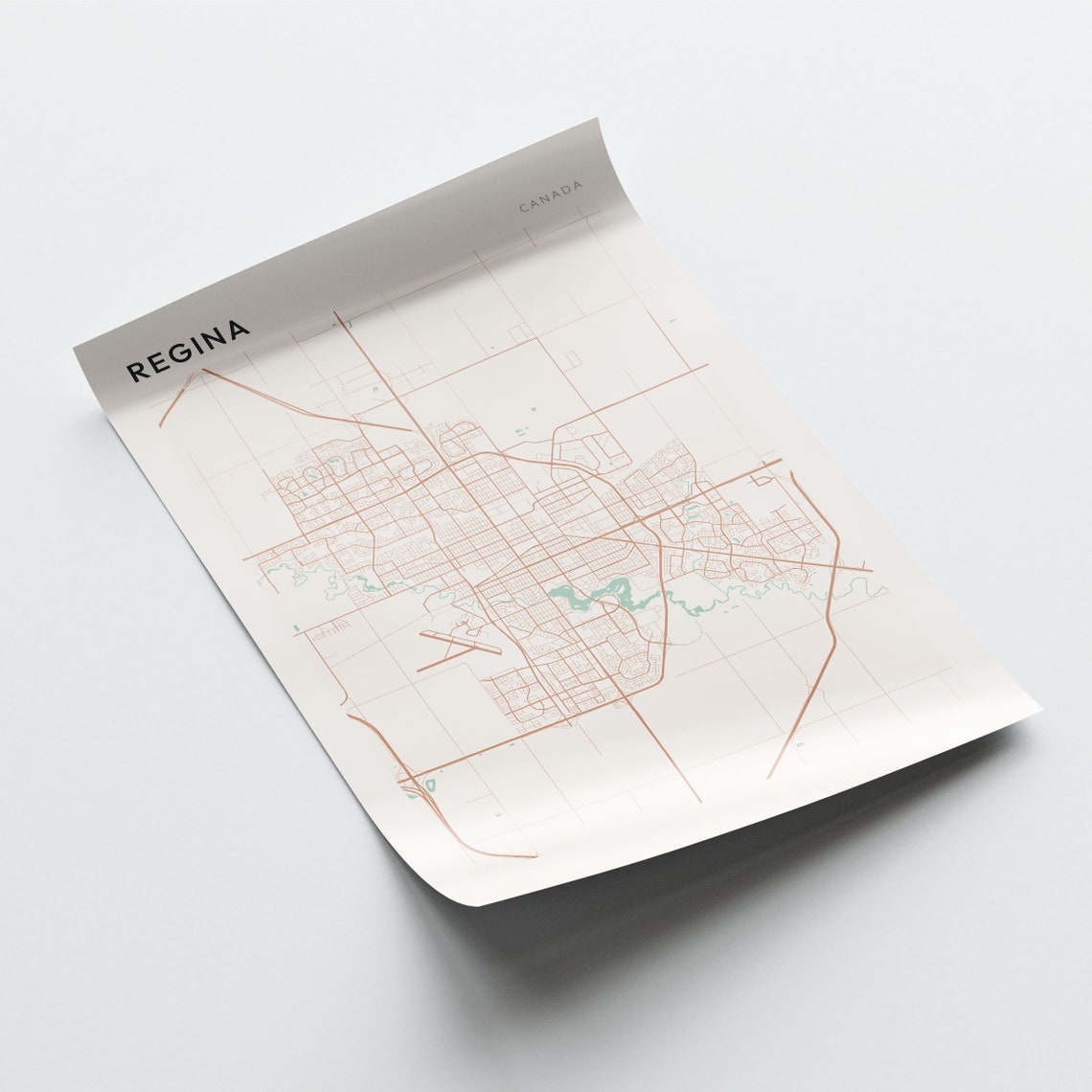 Regina Saskatchewan Canada Modern Minimalist City Map Poster - Image 2