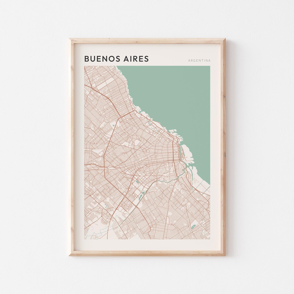 Buenos Aires Map Poster Print, Minimalist Travel Gift