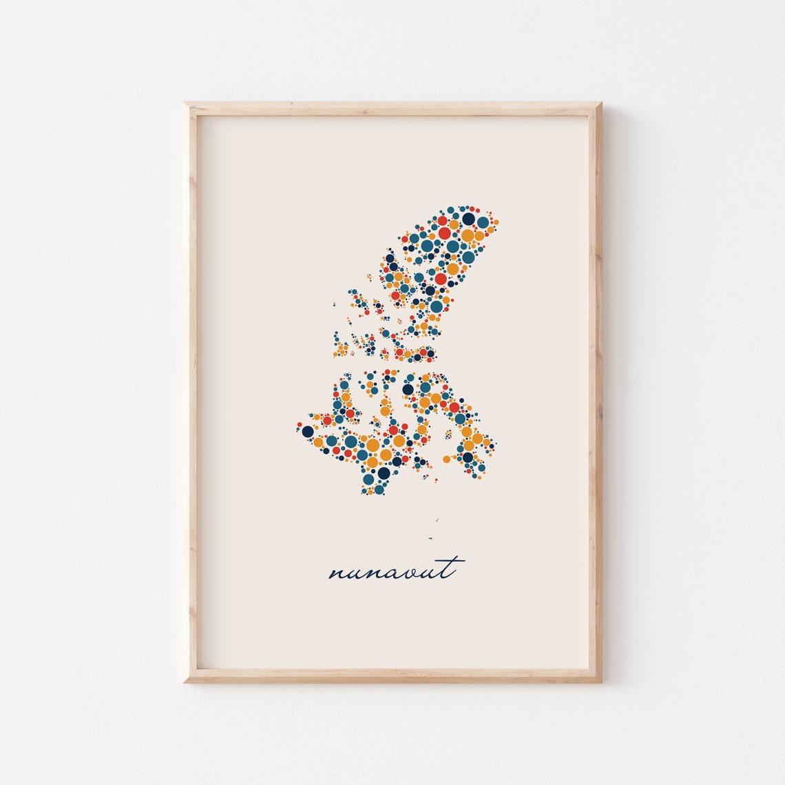 Nunavut Canada Colorful Dot Art Territory Map Script Decor Poster