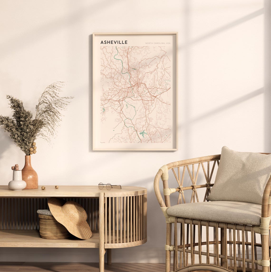 Asheville Map Poster Asheville Print Asheville Poster Asheville Wall Art North Carolina Travel Gift Farmhouse Decor - Image 2