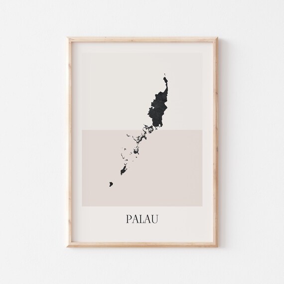 Palau Map Poster Print Minimalist Boho Wall Art Decor For Home Or Gift