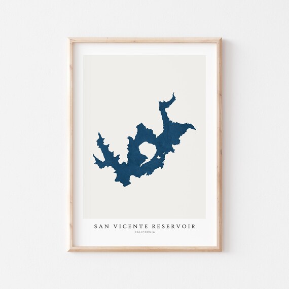 San Vicente Reservoir Print Poster Art Lake Wall Map