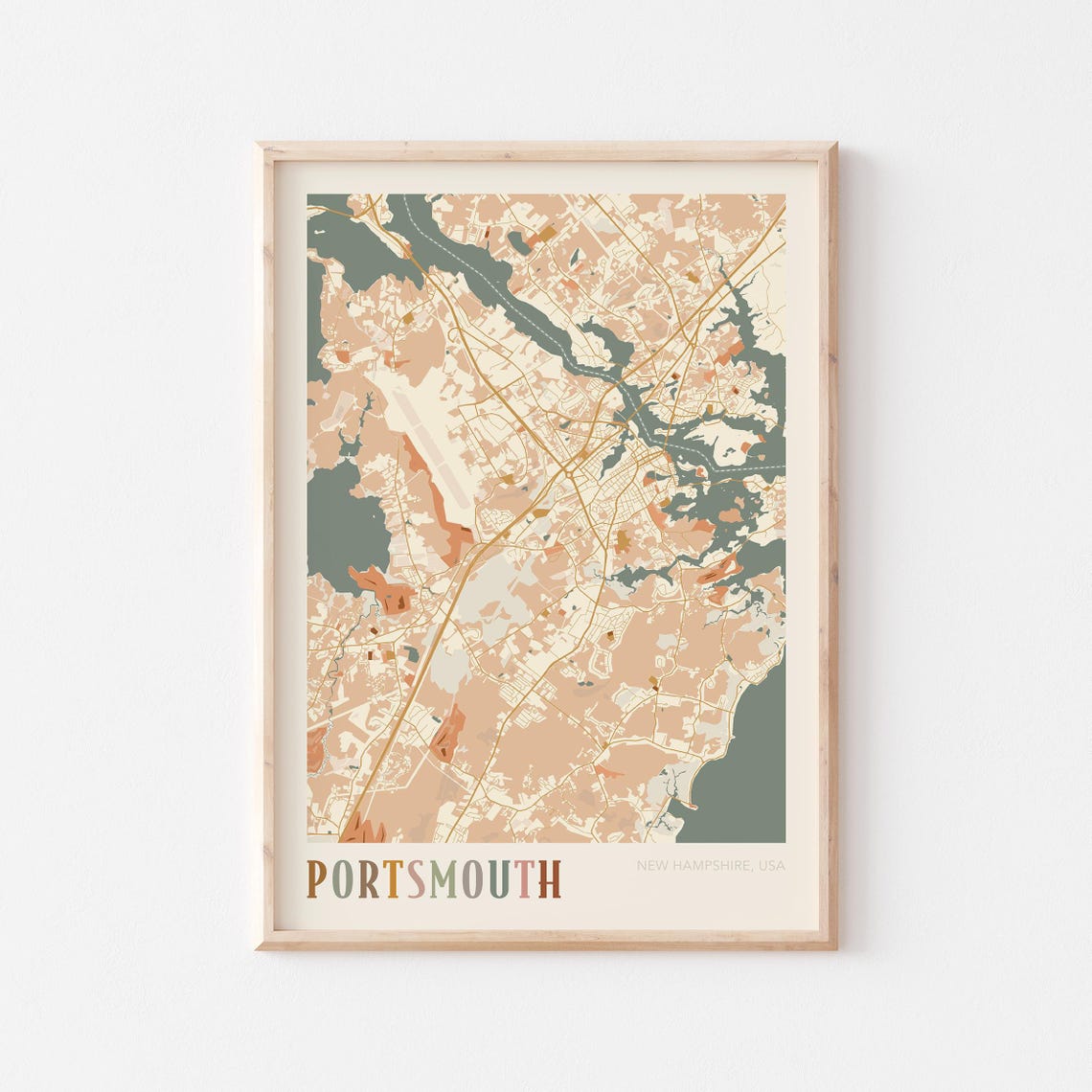 Portsmouth Map Poster Portsmouth Print Portsmouth Poster Portsmouth Wall Art New Hampshire Travel Gift Boho Poster