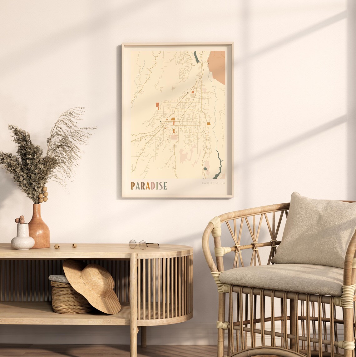 Paradise Map Poster, California Travel Poster - Image 2