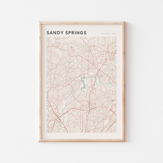 Sandy Springs Georgia Minimalist Terracotta Street Line Map Poster