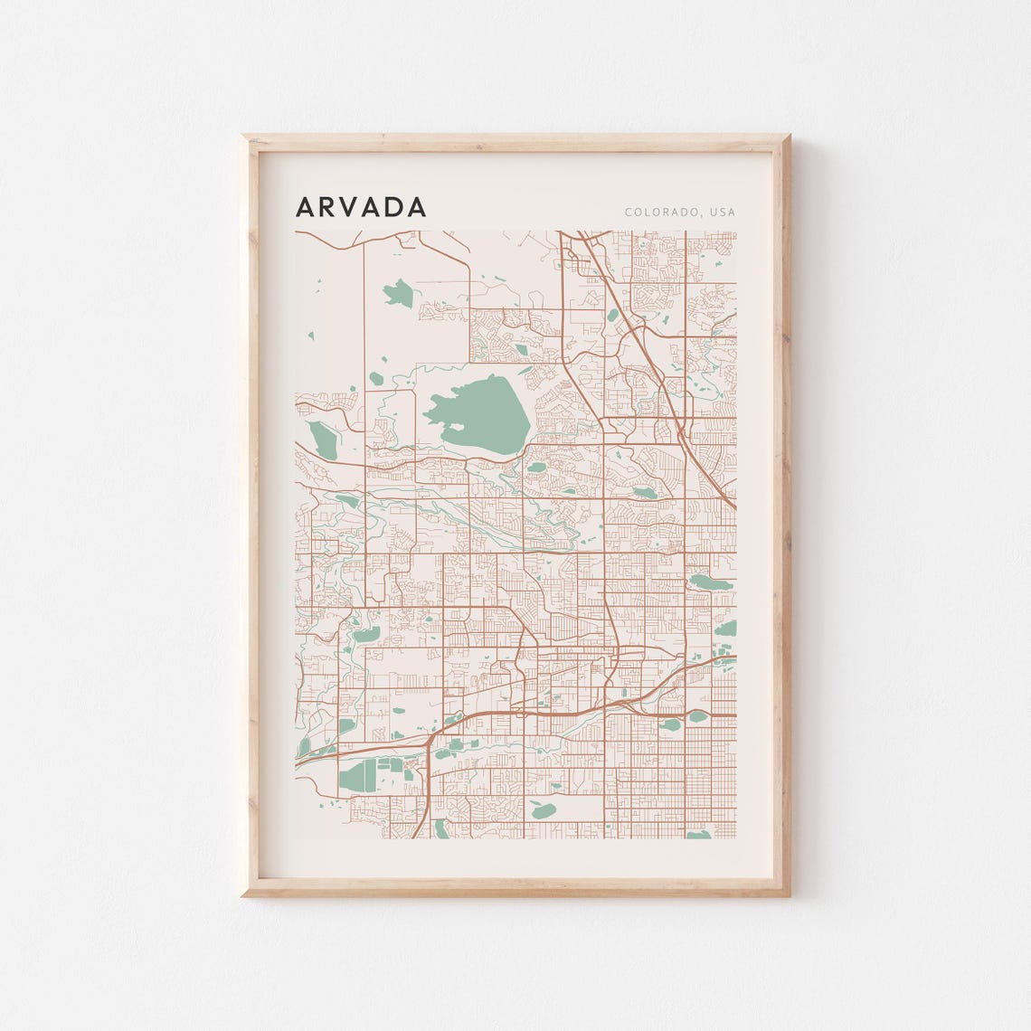 Arvada Colorado Farmhouse Modern Minimalist Street Map Poster