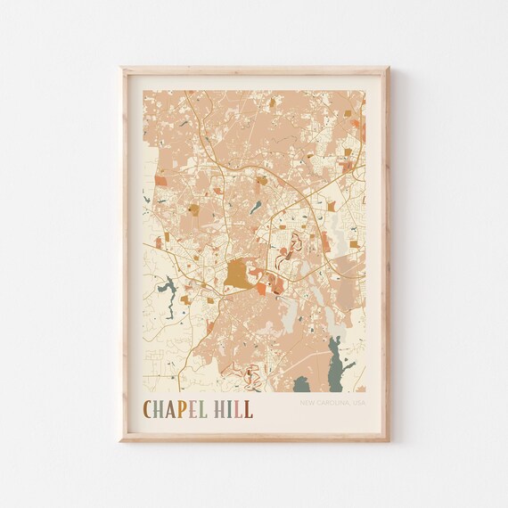 Chapel Hill North Carolina Vintage Boho City Street Map Poster