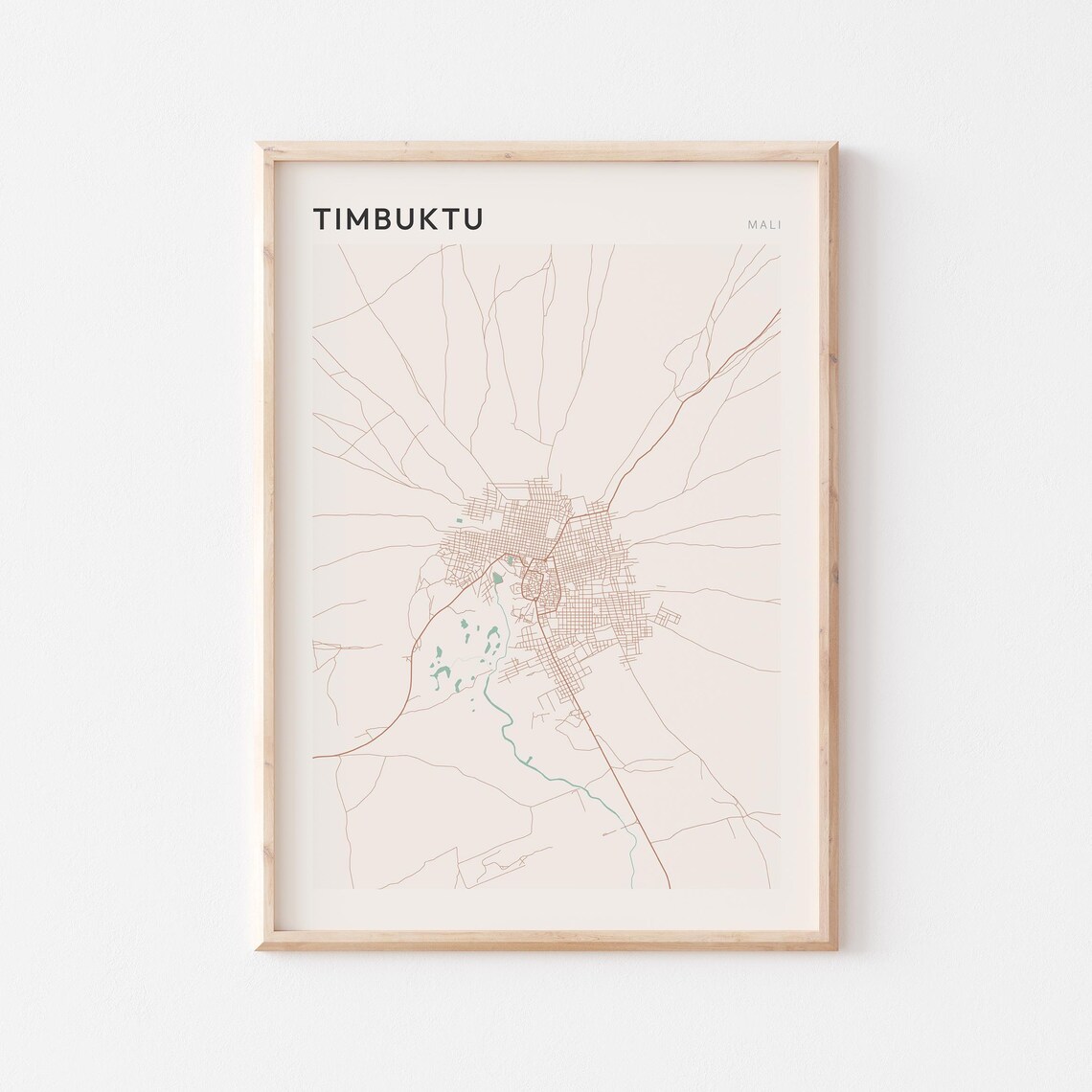 Timbuktu Map Poster Print Wall Art Mali Africa Travel Gift Minimalist