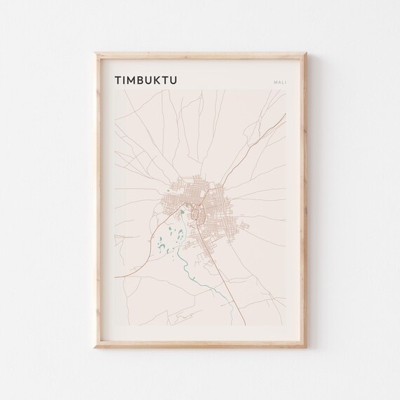 Timbuktu Map Poster Print Wall Art Mali Africa Travel Gift Minimalist