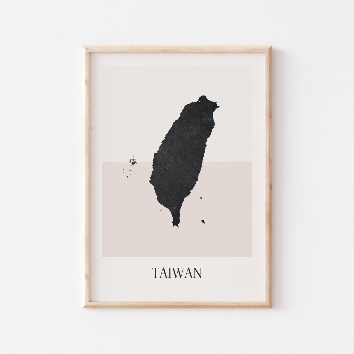 Taiwan Minimalist Country Map Black Silhouette Boho Style Poster