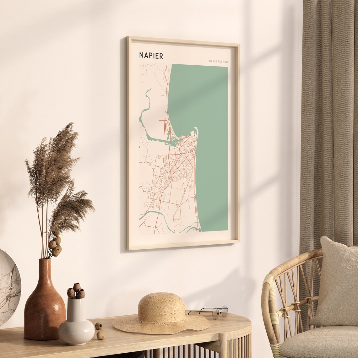 Napier New Zealand Minimalist Boho Coastal City Street Map Poster - Image 3
