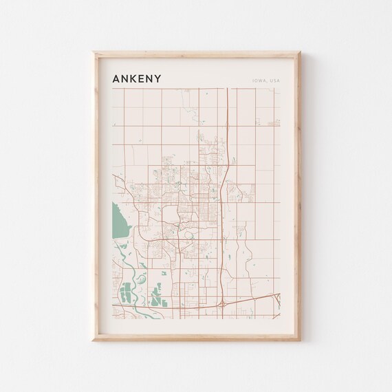 Ankeny Iowa City Map Poster Minimalist Line Art Modern Wall Decor Gift