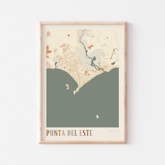 Punta Del Este Map Poster Print Wall Art Uruguay Travel Gift Boho Decor