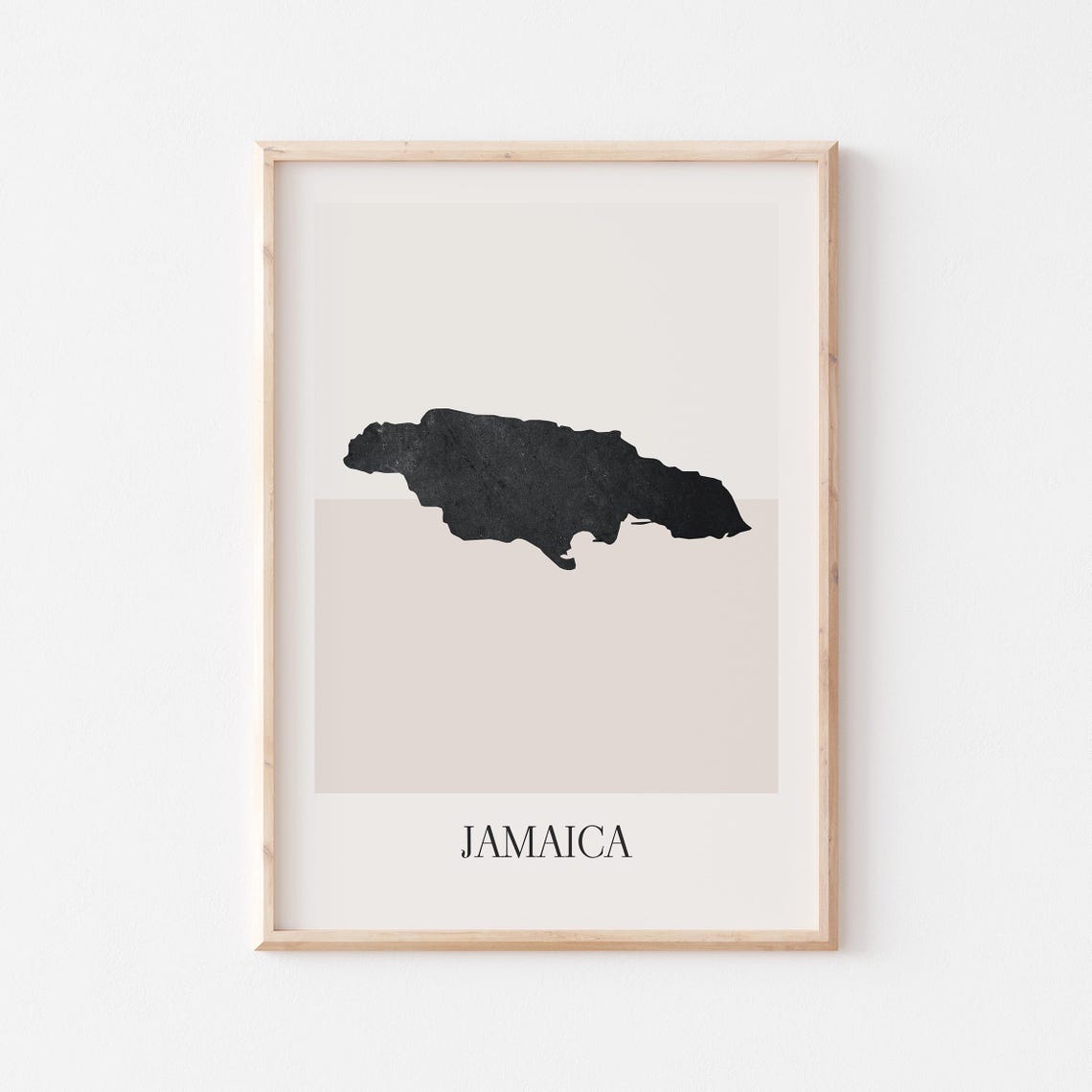 Jamaica Island Map Silhouette Minimalist Modern Beige Poster