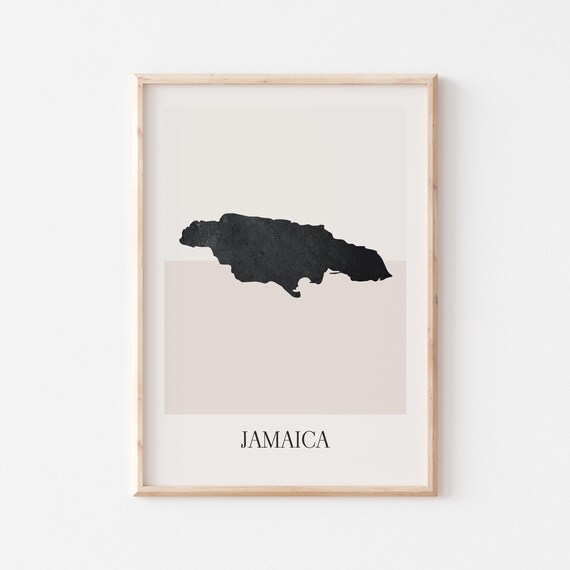 Jamaica Map Poster Print Minimalist Boho Wall Art Decor For Home Or Gift