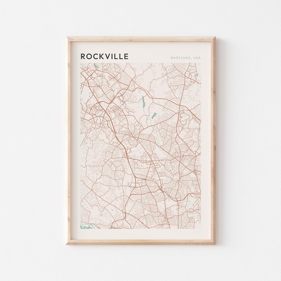Rockville Maryland USA Minimalist Sage Green City Street Map Poster