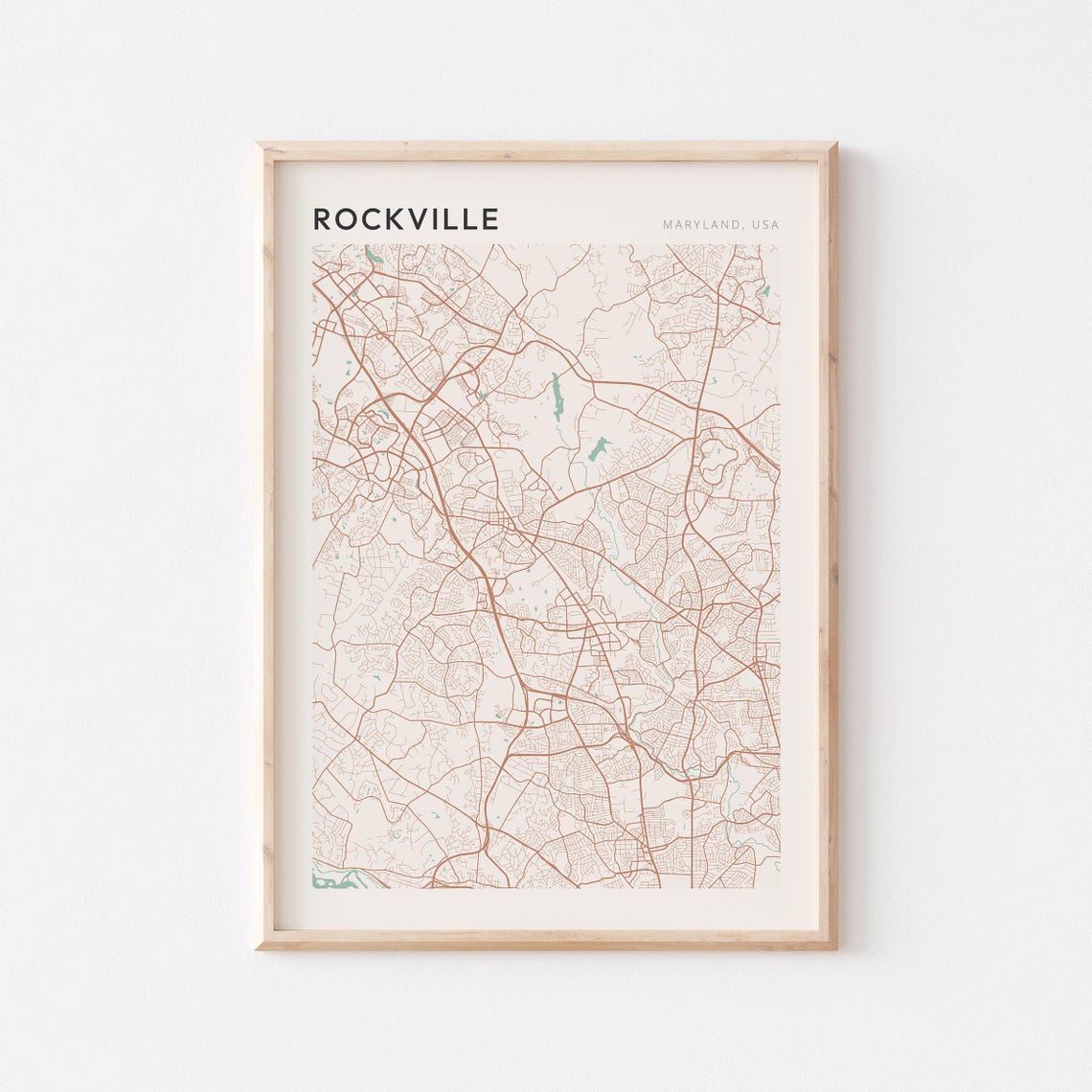 Rockville Map Poster Rockville Print Rockville Poster Rockville Wall Art Maryland Travel Gift Minimalist Art