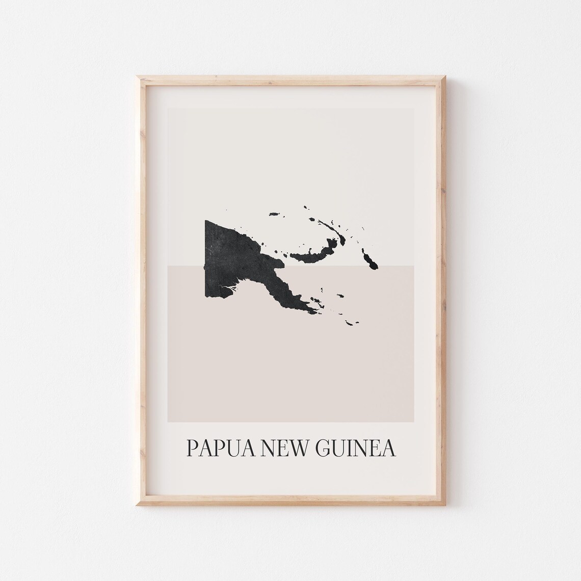 Papua New Guinea Black Ink Map Silhouette Minimalist Art Poster