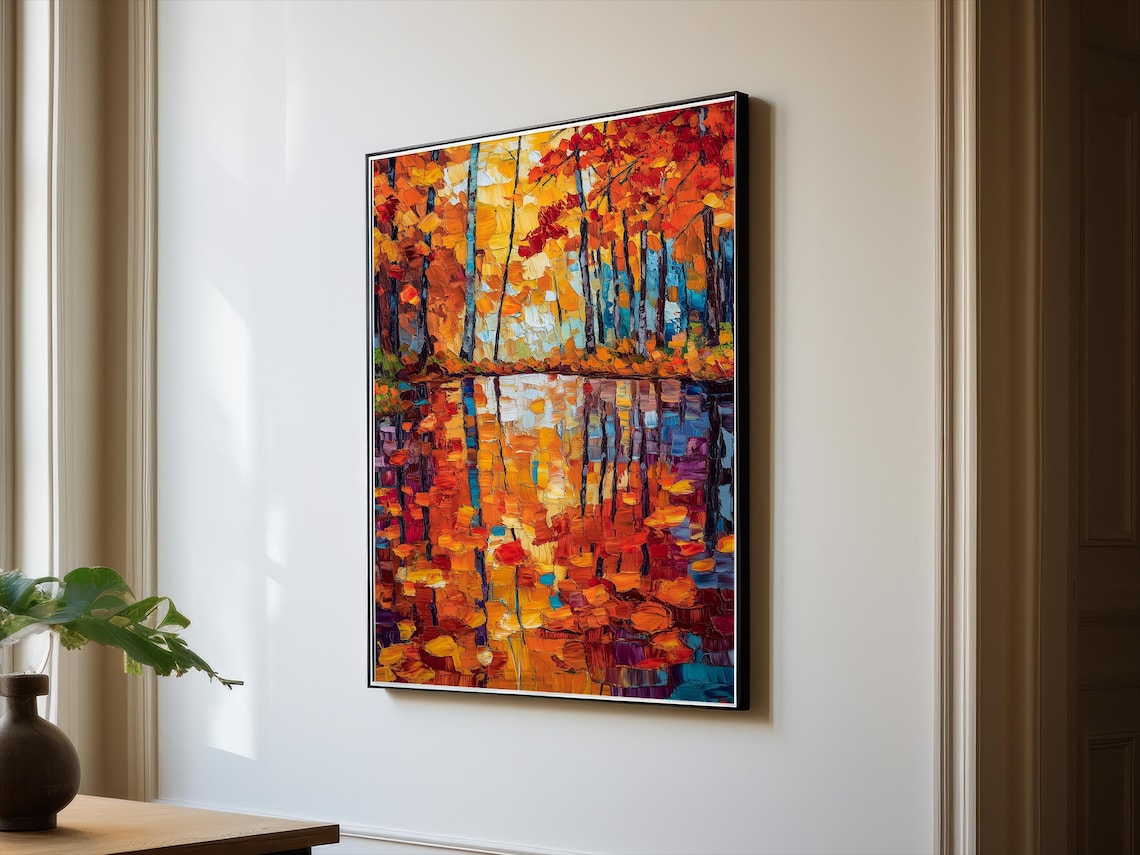 Maple Leaves Painting, Autumn Landscape Art Print - Image 2
