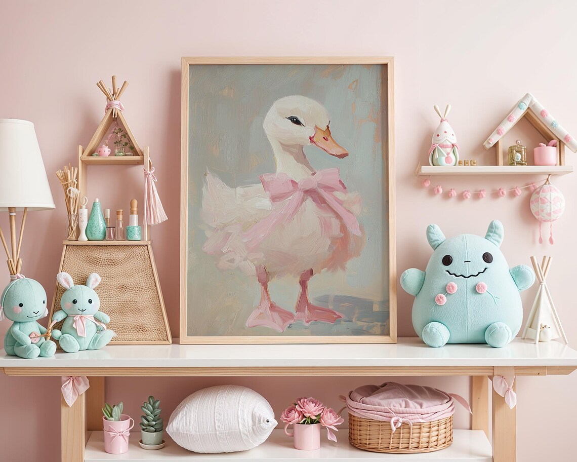 Cute Duck Painting, Whimsical Baby Animal Art - Image 3