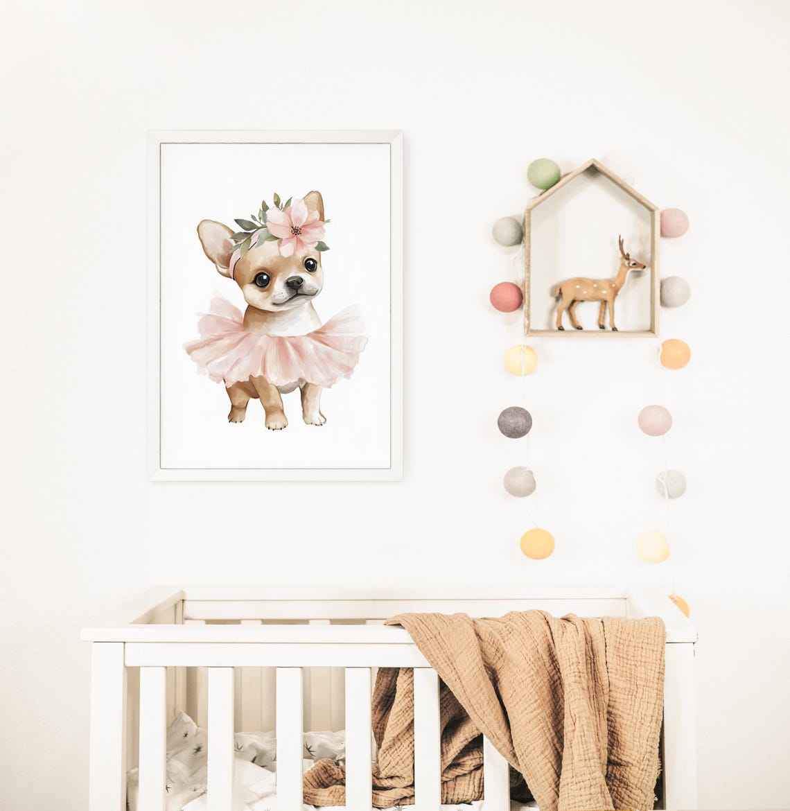 Watercolor Puppy Dog Wall Art Ballet Puppy Wall Decor Pink Tutu Puppy Art Ballerina Puppy Art Trendy Print For Kid Nursery Decor - Image 3