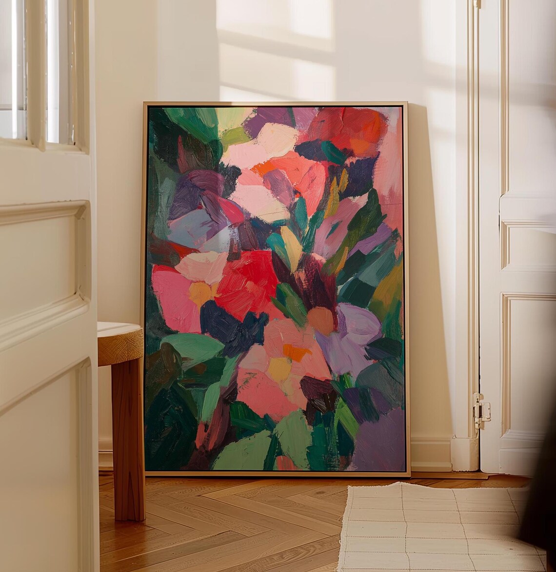 Bold Colorful Abstract Flower Painting in Jewel Tones Poster - Image 5