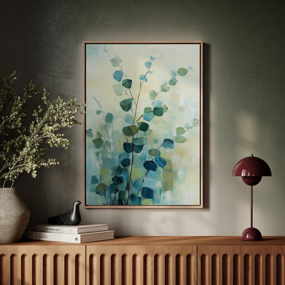 Green Eucalyptus Leaves Watercolor Style Botanical Branch Poster - Image 5