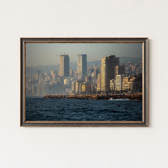 Beirut Skyline Print Mediterranean Coastal Cityscape Wall Art