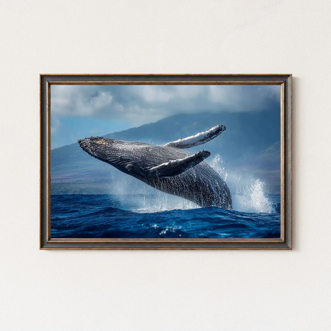 Humpback Whale Photography Print Breaching Ocean Wildlife Art