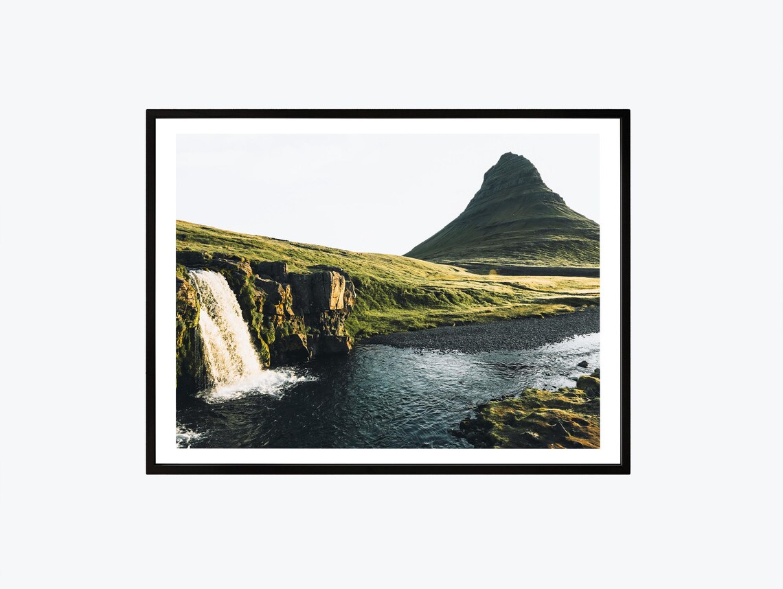 Kirkjufell Iceland Waterfall Mountain Nordic Photography Poster