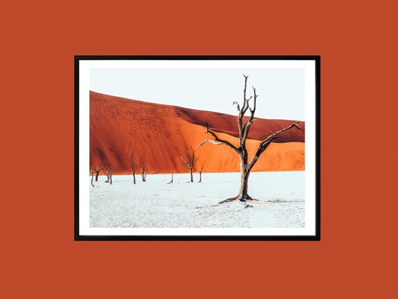 Deadvlei Namibia Red Dune Dead Tree Surreal Desert Photography Poster