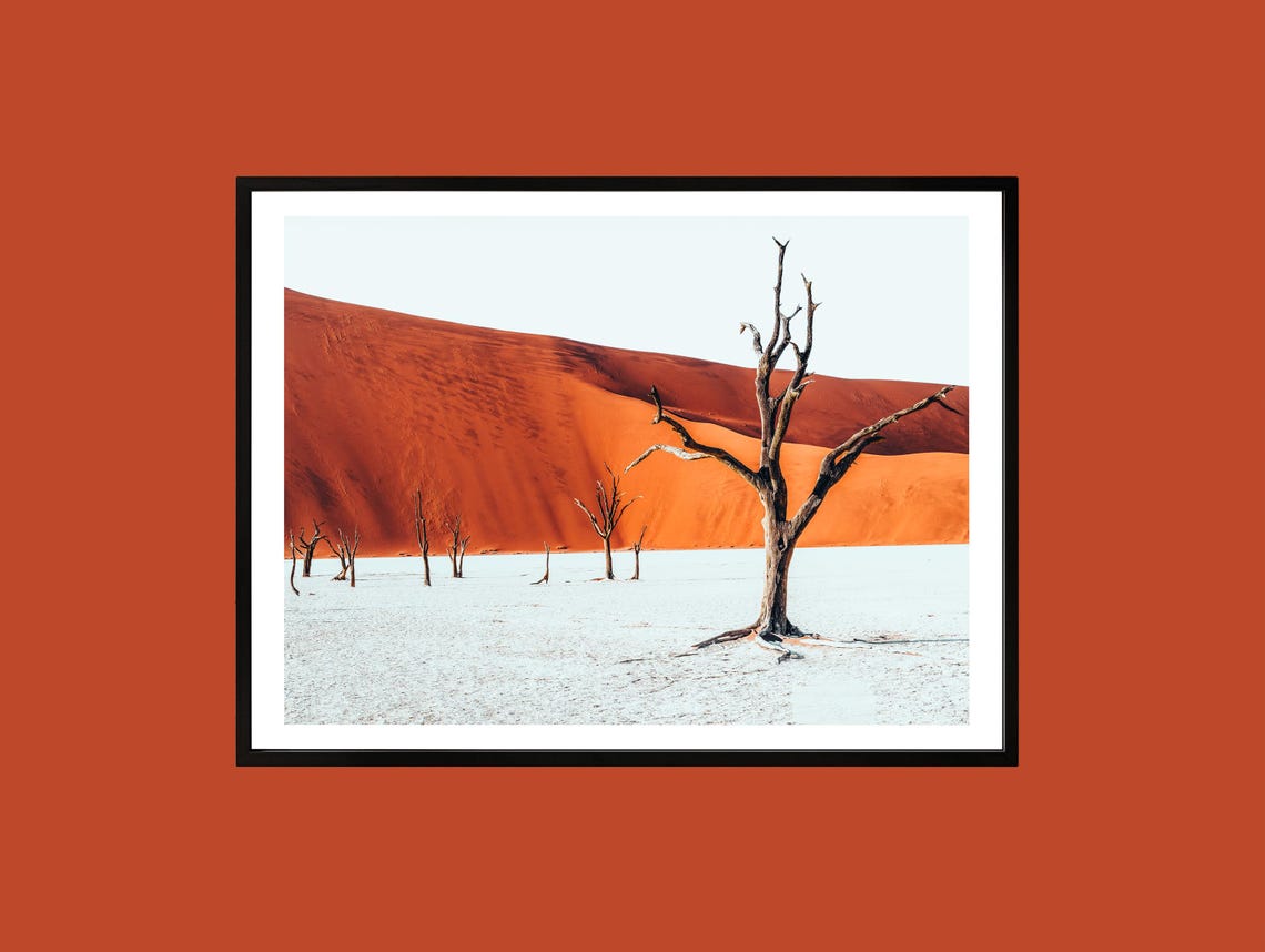 Deadvlei Namibia Red Dune Dead Tree Surreal Desert Photography Poster