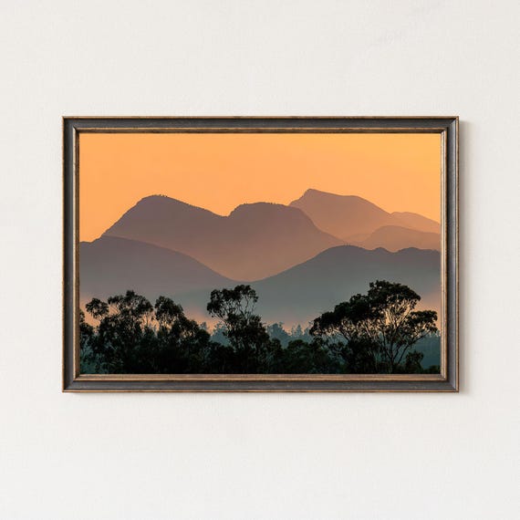 Golden Sunrise Mountain Landscape Print Australian Nature Wall Art