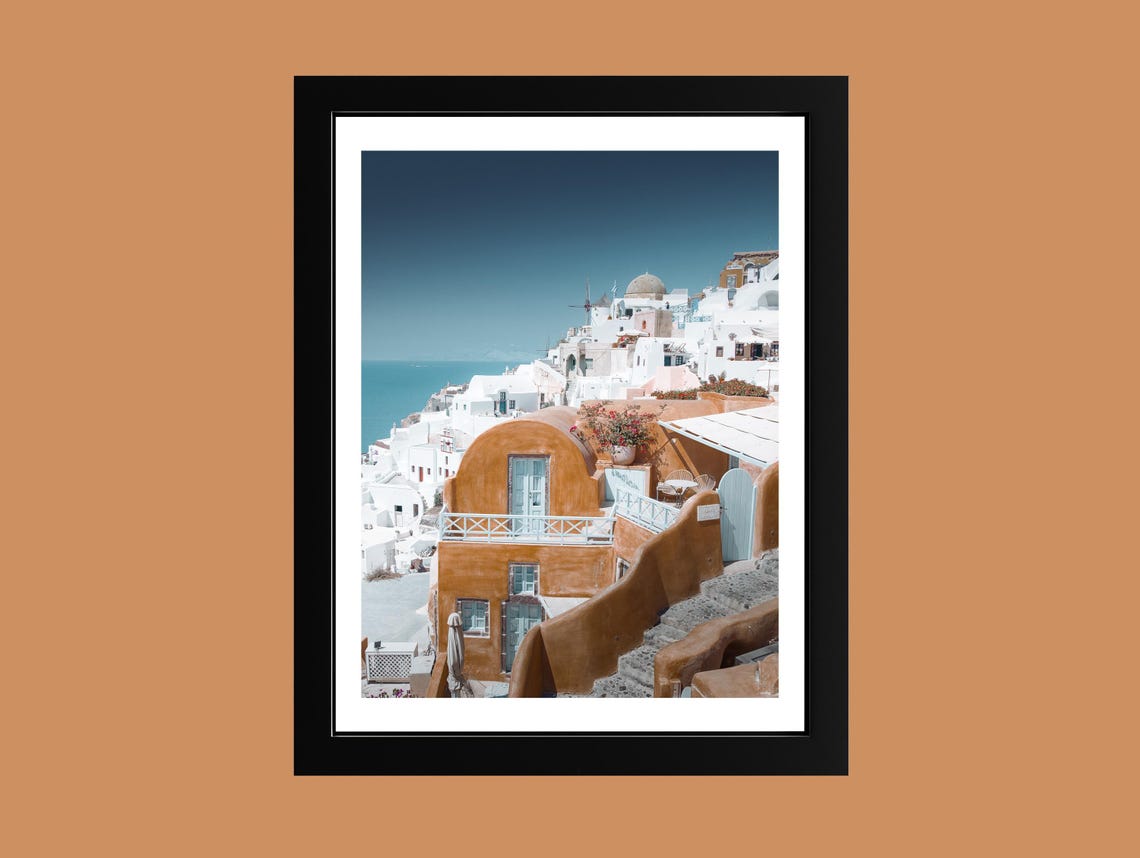 Santorini Oia Greece Whitewashed Village Travel Photography Poster