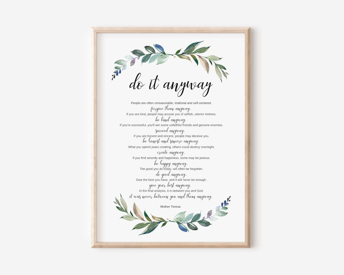 Do It Anyway Quote, Minimalist Typography Art Print