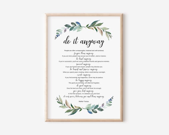 Do It Anyway Quote, Minimalist Typography Art Print