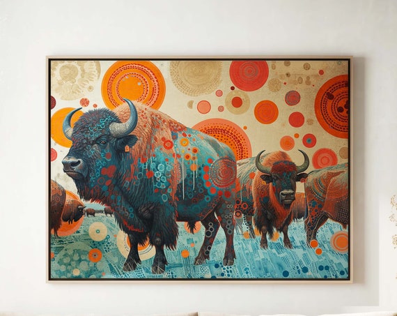 Bison Art Print Abstract Buffalo Illustration
