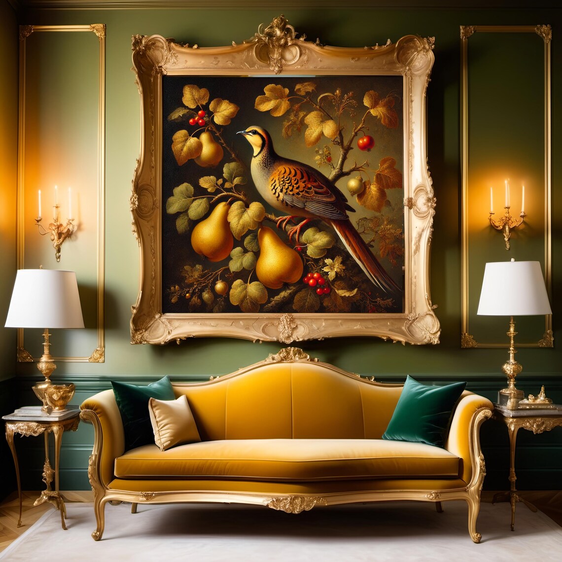 Partridge In A Pear Tree Christmas Art Print Decor - Image 2