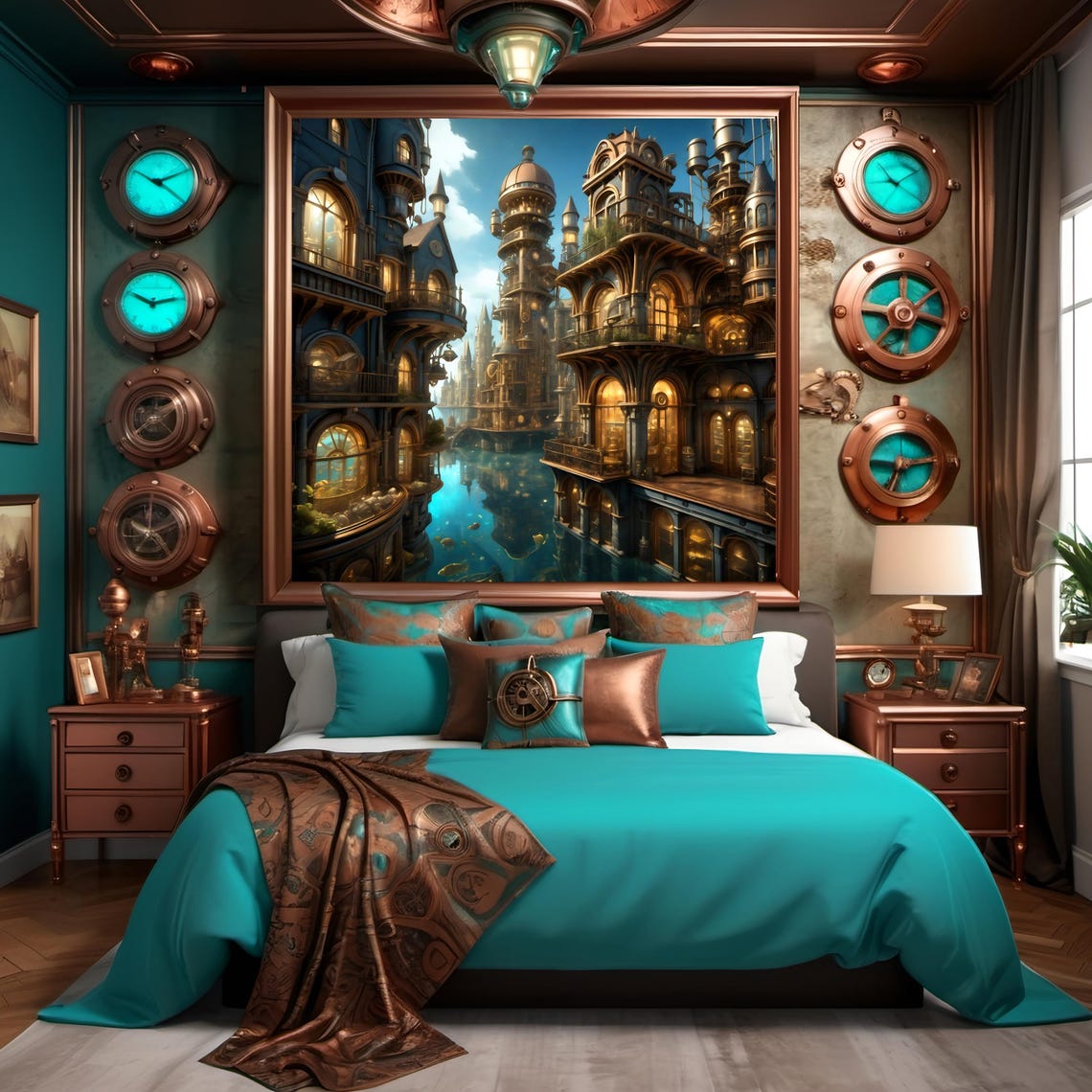 Steampunk Atlantis Inspired City Print Intricate Architecture Wall Art Whimsical Fantasy Decor Nautical Steampunk Gift Idea - Image 3