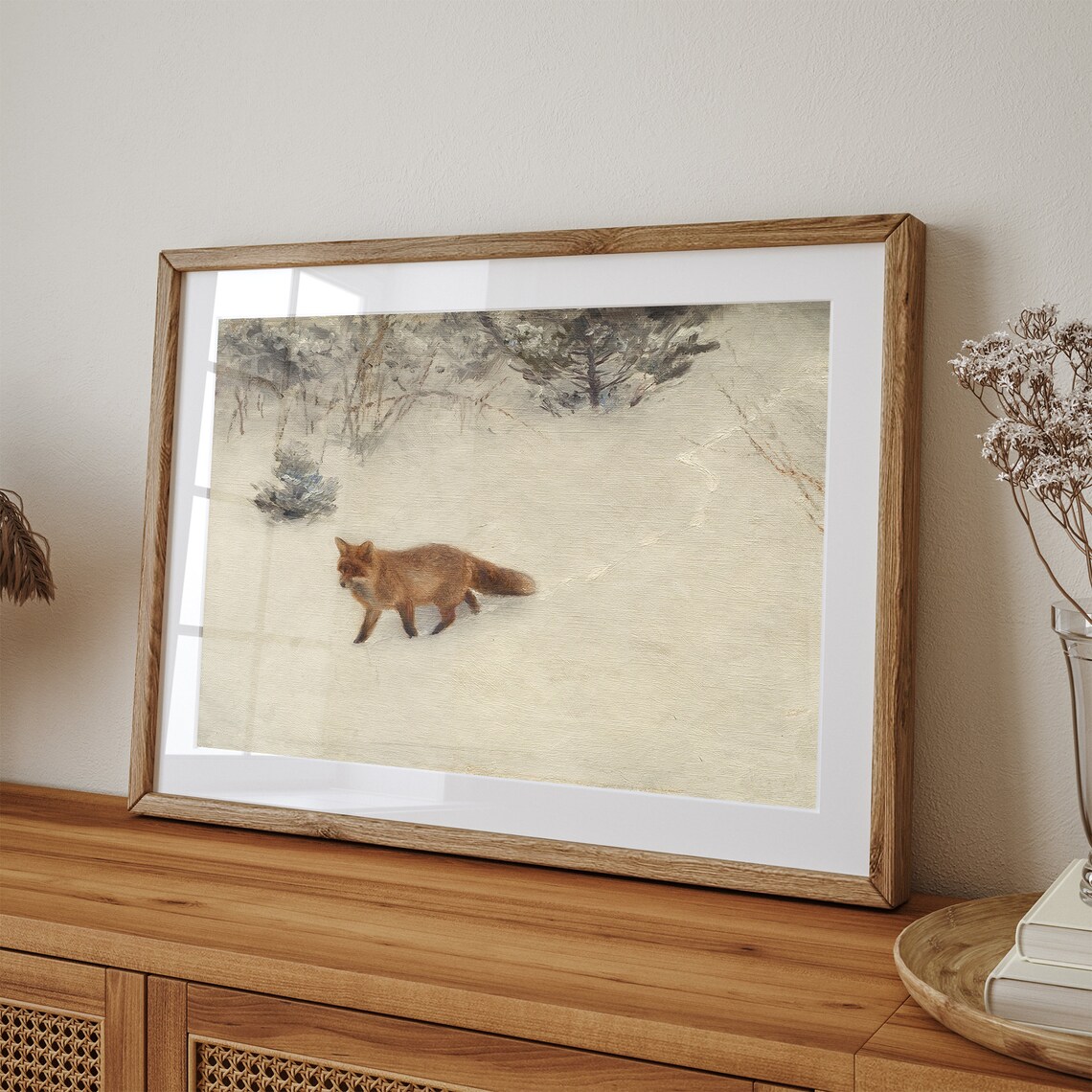 Fox In Winter Painting, Vintage Rustic Art Print - Image 3