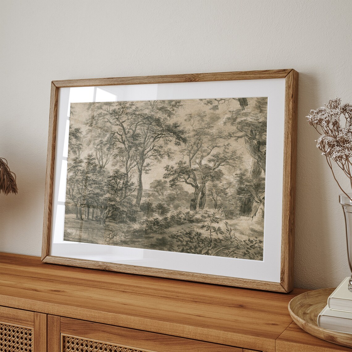 Vintage Sketch Print, Woodland Landscape Art - Image 3
