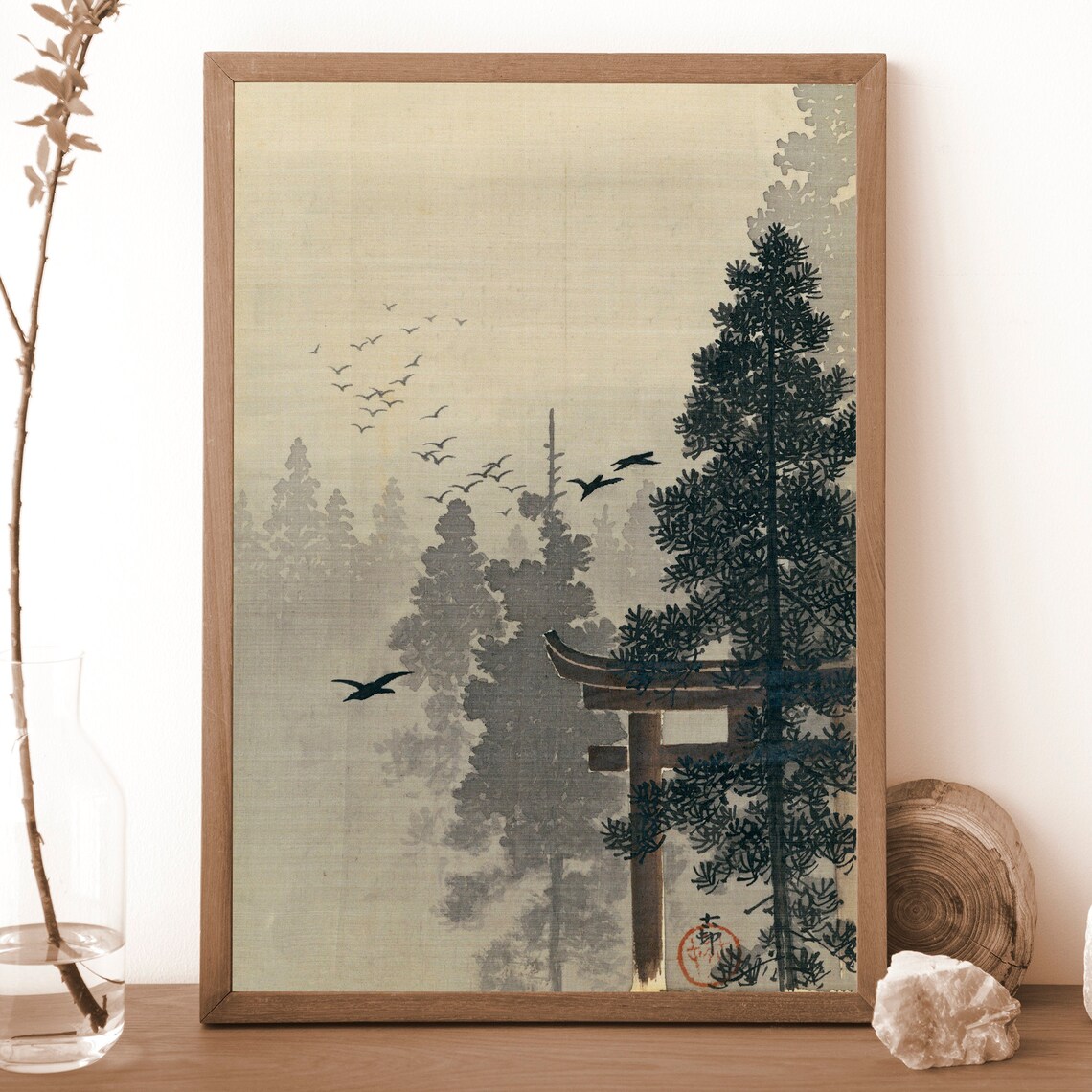 Vintage Japanese Painting, Minimalist Japandi Wall Art - Image 3