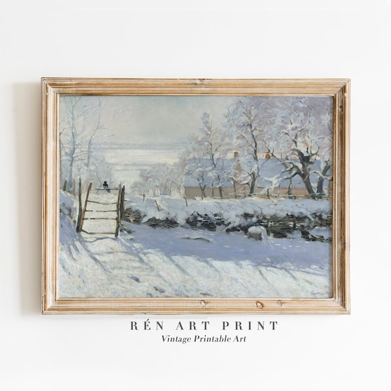 Monet The Magpie Snow Fence Bird Impressionist Winter Landscape Art Poster