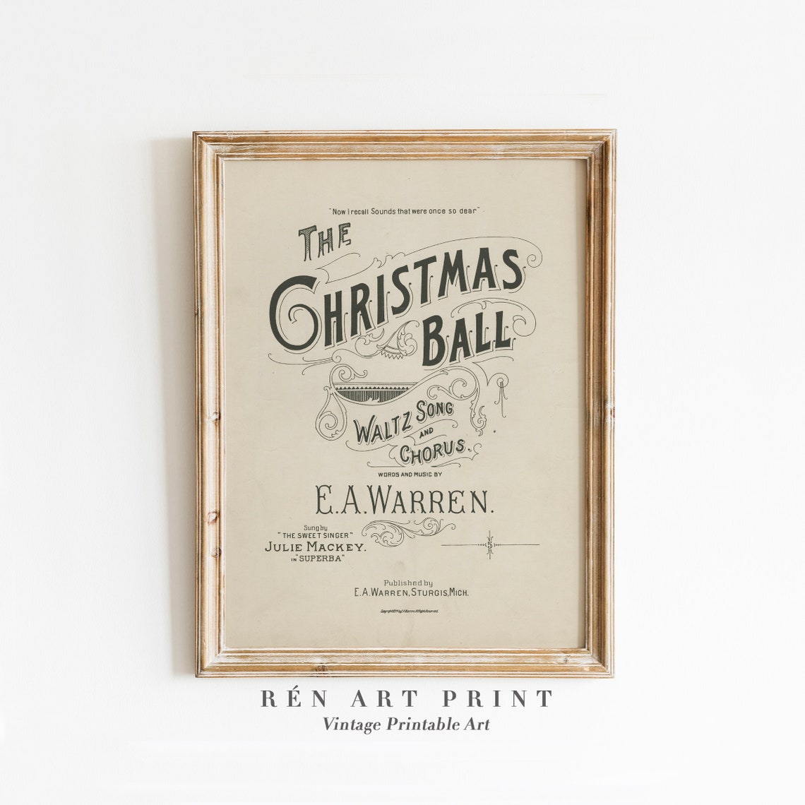 The Christmas Ball Vintage Sheet Music Cover Typography Art Print