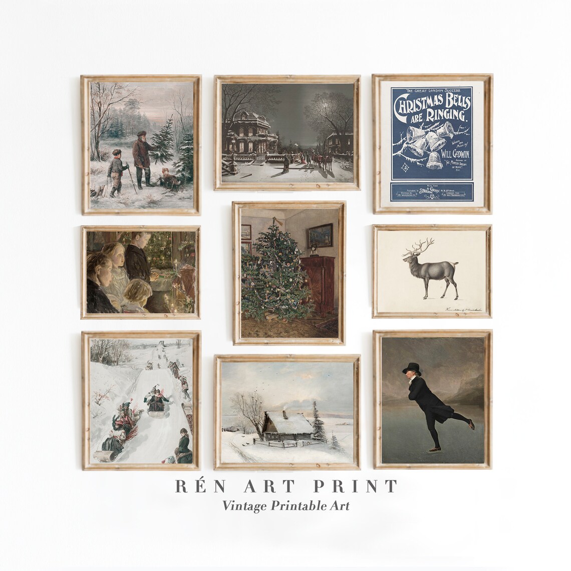 Vintage Christmas Prints, Holiday Wall Art Print